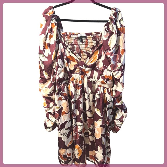 Elegance Eloquii Elements Floral Print Puff Sleeve Smocked Dress Plus Size 20 - Picture 1 of 7